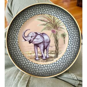 Elite Decor Safari Animals Decorative Plates (4) RARE FIND 7.5" Round Multicolor